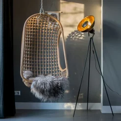 QAZQA Stehlampen|Wohnzimmerlampen*Industrie-Stehlampe Stativ schwarz mit gold - Magna Basic 25