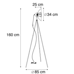 QAZQA Stehlampen|Wohnzimmerlampen*Industrie-Stehlampe Stativ schwarz mit gold - Magna Basic 25