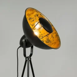 QAZQA Stehlampen|Wohnzimmerlampen*Industrie-Stehlampe Stativ schwarz mit gold - Magna Basic 25