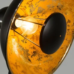 QAZQA Stehlampen|Wohnzimmerlampen*Industrie-Stehlampe Stativ schwarz mit gold - Magna Basic 25