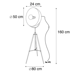 QAZQA Stehlampen|Wohnzimmerlampen*Industriestehlampe Stativ schwarz - Magna 50 Eglip