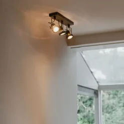 QAZQA Deckenstrahler|Aufbaustrahler*Industriestrahler anthrazit 3-Licht schwenkbar und neigbar - Suplux