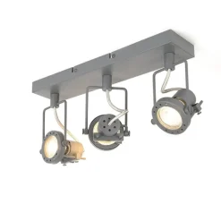 QAZQA Deckenstrahler|Aufbaustrahler*Industriestrahler anthrazit 3-Licht schwenkbar und neigbar - Suplux