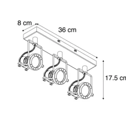 QAZQA Deckenstrahler|Aufbaustrahler*Industriestrahler anthrazit 3-Licht schwenkbar und neigbar - Suplux