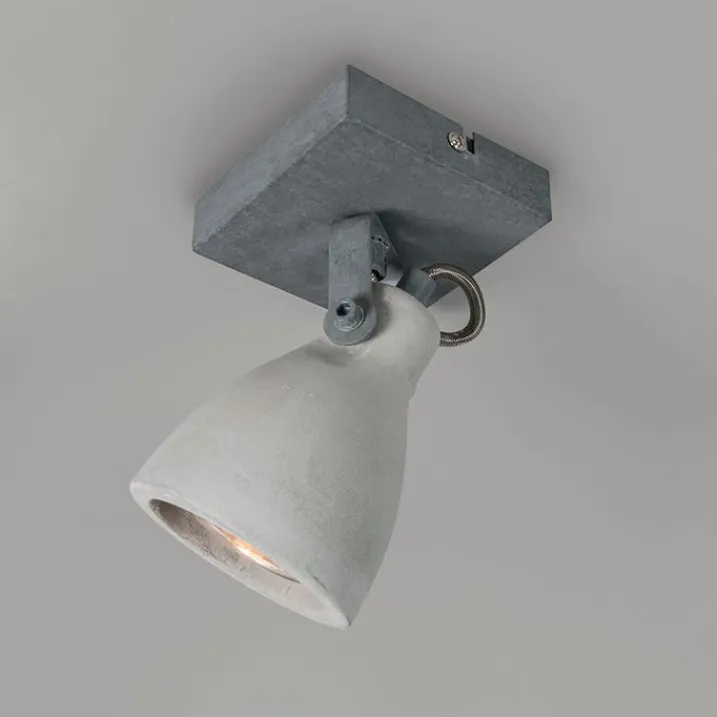 QAZQA Wandstrahler|Deckenstrahler*Industriestrahler grau Beton 1-flammig - Creto