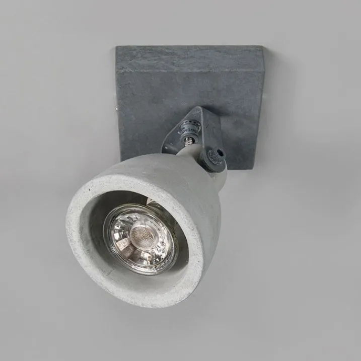 QAZQA Wandstrahler|Deckenstrahler*Industriestrahler grau Beton 1-flammig - Creto