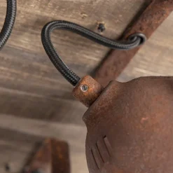 QAZQA Schlafzimmerlampen|Küchenlampen*Industriestrahler rostbraun mit Holz kippbar 4-Licht - Gina