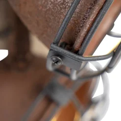 QAZQA Schlafzimmerlampen|Küchenlampen*Industriestrahler rostbraun mit Holz kippbar 4-Licht - Gina