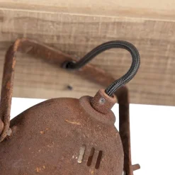 QAZQA Schlafzimmerlampen|Esszimmerlampen*Industriestrahler rostbraun mit Holz kippbar 3-Licht - Gina