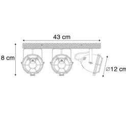 QAZQA Schlafzimmerlampen|Esszimmerlampen*Industriestrahler rostbraun mit Holz kippbar 3-Licht - Gina