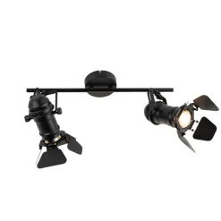 QAZQA Deckenstrahler|Aufbaustrahler*Industriestrahler schwarz 2-Licht mit Ventilen - Film