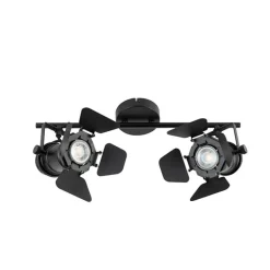 QAZQA Deckenstrahler|Aufbaustrahler*Industriestrahler schwarz 2-Licht mit Ventilen - Film