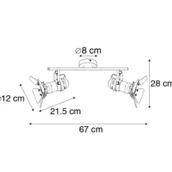 QAZQA Deckenstrahler|Aufbaustrahler*Industriestrahler schwarz 2-Licht mit Ventilen - Film