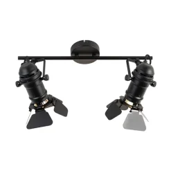 QAZQA Deckenstrahler|Aufbaustrahler*Industriestrahler schwarz 2-Licht mit Ventilen - Film