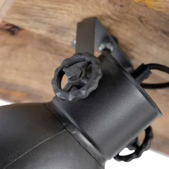 QAZQA Deckenstrahler|Aufbaustrahler*Industriestrahler schwarz mit Mangoholz 3 Lichter - Mangos