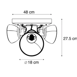 QAZQA Deckenstrahler|Aufbaustrahler*Industriestrahler schwarz mit Mangoholz 3 Lichter - Mangos