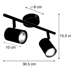 QAZQA Deckenstrahler|Aufbaustrahler*Industriestrahler schwarz kippbar - Jeana 2