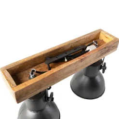 QAZQA Deckenstrahler|Aufbaustrahler*Industriestrahler schwarz mit Mangoholz 2-hell - Mangos