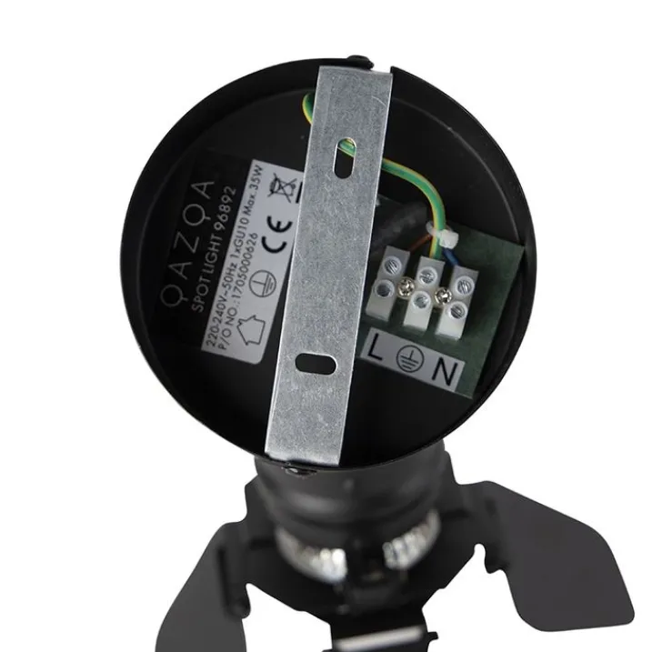 QAZQA Wandstrahler|Deckenstrahler*Industriestudio Spot schwarz GU10 mit Klappen - Film