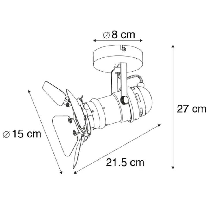 QAZQA Wandstrahler|Deckenstrahler*Industriestudio Spot schwarz GU10 mit Klappen - Film