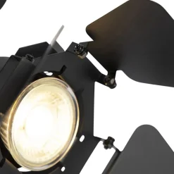 QAZQA Wandstrahler|Deckenstrahler*Industriestudio Spot schwarz GU10 mit Klappen - Film