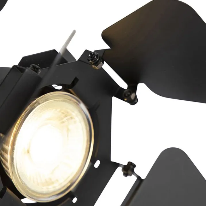 QAZQA Wandstrahler|Deckenstrahler*Industriestudio Spot schwarz GU10 mit Klappen - Film