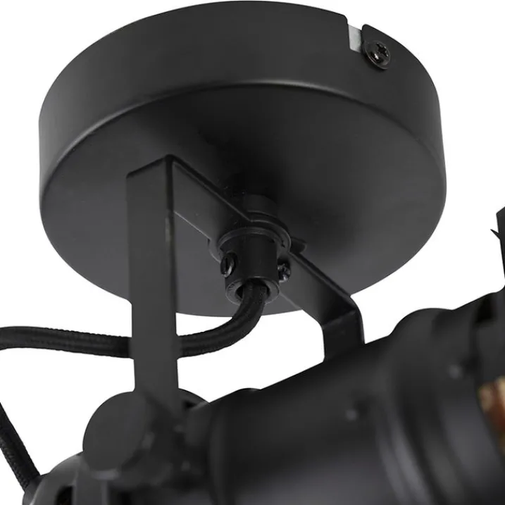 QAZQA Wandstrahler|Deckenstrahler*Industriestudio Spot schwarz GU10 mit Klappen - Film