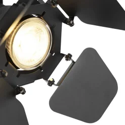 QAZQA Wandstrahler|Deckenstrahler*Industriestudio Spot schwarz GU10 mit Klappen - Film