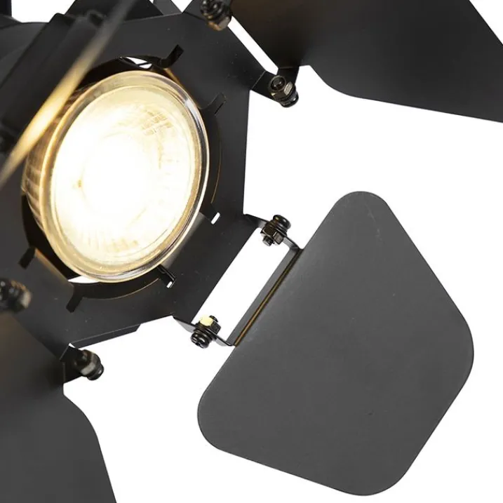 QAZQA Wandstrahler|Deckenstrahler*Industriestudio Spot schwarz GU10 mit Klappen - Film