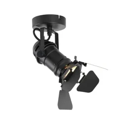 QAZQA Wandstrahler|Deckenstrahler*Industriestudio Spot schwarz GU10 mit Klappen - Film