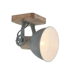 Mexlite Wandstrahler|Deckenstrahler*Industriële plafondspot hout met grijs draai- en kantelbaar - Gearwood