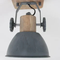 Mexlite Wandstrahler|Deckenstrahler*Industriële plafondspot hout met grijs draai- en kantelbaar - Gearwood