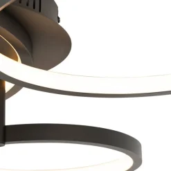 QAZQA Smarte Deckenleuchten|Led-Deckenleuchten*Intelligente Deckenleuchte schwarz 3-flammig mit Fernbedienung - Rondas