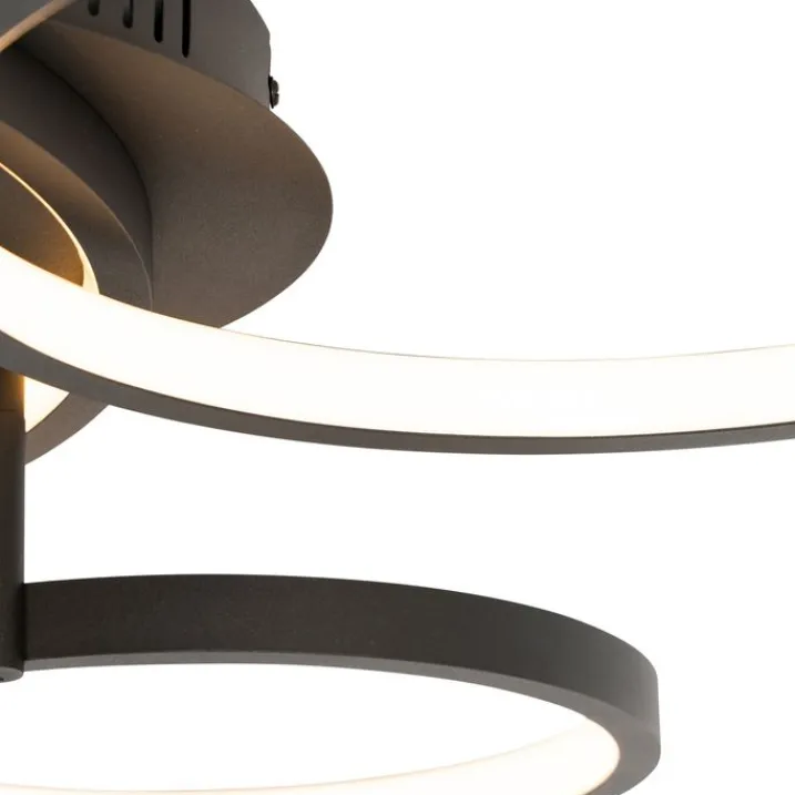 QAZQA Smarte Deckenleuchten|Led-Deckenleuchten*Intelligente Deckenleuchte schwarz 3-flammig mit Fernbedienung - Rondas