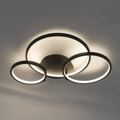 QAZQA Smarte Deckenleuchten|Led-Deckenleuchten*Intelligente Deckenleuchte schwarz 3-flammig mit Fernbedienung - Rondas