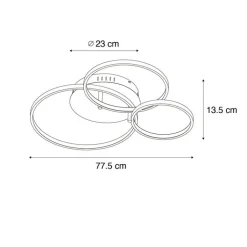 QAZQA Smarte Deckenleuchten|Led-Deckenleuchten*Intelligente Deckenleuchte schwarz 3-flammig mit Fernbedienung - Rondas