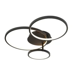 QAZQA Smarte Deckenleuchten|Led-Deckenleuchten*Intelligente Deckenleuchte schwarz 3-flammig mit Fernbedienung - Rondas