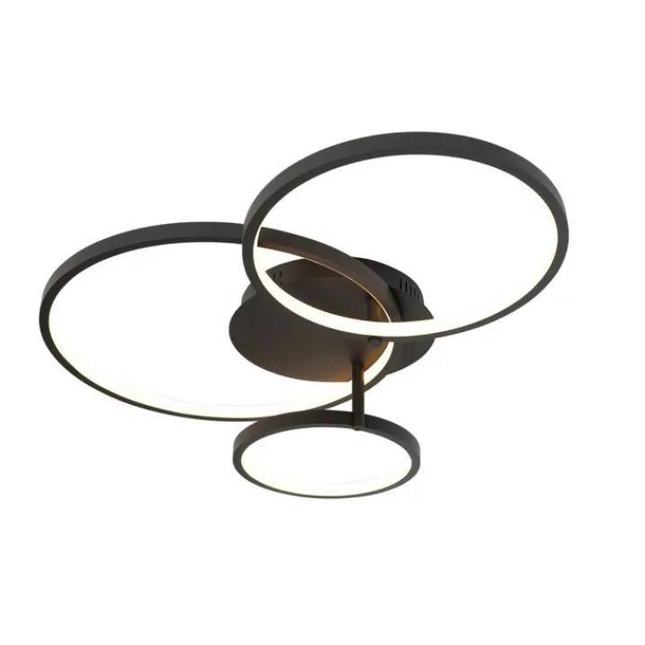 QAZQA Smarte Deckenleuchten|Led-Deckenleuchten*Intelligente Deckenleuchte schwarz 3-flammig mit Fernbedienung - Rondas