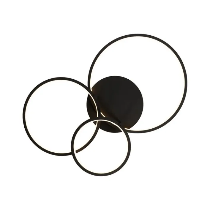 QAZQA Smarte Deckenleuchten|Led-Deckenleuchten*Intelligente Deckenleuchte schwarz 3-flammig mit Fernbedienung - Rondas