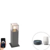 QAZQA Smarte Außenbeleuchtung|Stehlampen Außen*Intelligente industrielle Steh-Außenleuchte Anthrazit 30 cm inkl. WLAN P45 - Dänemark
