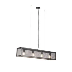 QAZQA Smarte Pendelleuchten|Pendelleuchten*Intelligente industrielle Hängelampe schwarz inkl. 4 WiFi A60 - Käfig