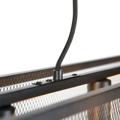 QAZQA Smarte Pendelleuchten|Pendelleuchten*Intelligente industrielle Hängelampe schwarz inkl. 4 WiFi A60 - Käfig