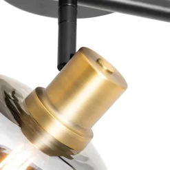 QAZQA Smarte Deckenleuchten|Smarte Spots*Intelligenter Deckenstrahler schwarz mit Rauchglas länglich inkl. 3 Wifi P45 - Zuzanna