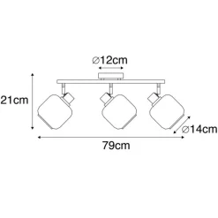 QAZQA Smarte Deckenleuchten|Smarte Spots*Intelligenter Deckenstrahler schwarz mit Rauchglas länglich inkl. 3 Wifi P45 - Zuzanna