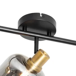 QAZQA Smarte Deckenleuchten|Smarte Spots*Intelligenter Deckenstrahler schwarz mit Rauchglas länglich inkl. 3 Wifi P45 - Zuzanna