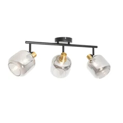 QAZQA Smarte Deckenleuchten|Smarte Spots*Intelligenter Deckenstrahler schwarz mit Rauchglas länglich inkl. 3 Wifi P45 - Zuzanna