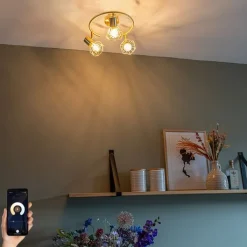 QAZQA Smarte Spots|Smarte Deckenleuchten*Intelligenter Strahler Messing dreh- und kippbar inkl. 3 Wifi P45 - Mosh
