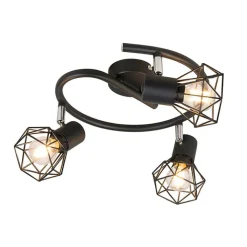 QAZQA Smarte Spots|Smarte Deckenleuchten*Intelligenter Strahler schwarz dreh- und kippbar inkl. 3 WLAN P45 - Mosh