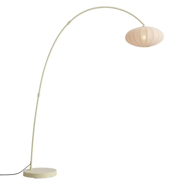 QAZQA Esszimmerlampen|Wohnzimmerlampen*Japandi Bogen Stehlampe Beige mit Schirm - Bida