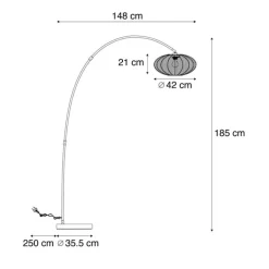 QAZQA Esszimmerlampen|Wohnzimmerlampen*Japandi Bogen Stehlampe Beige mit Schirm - Bida